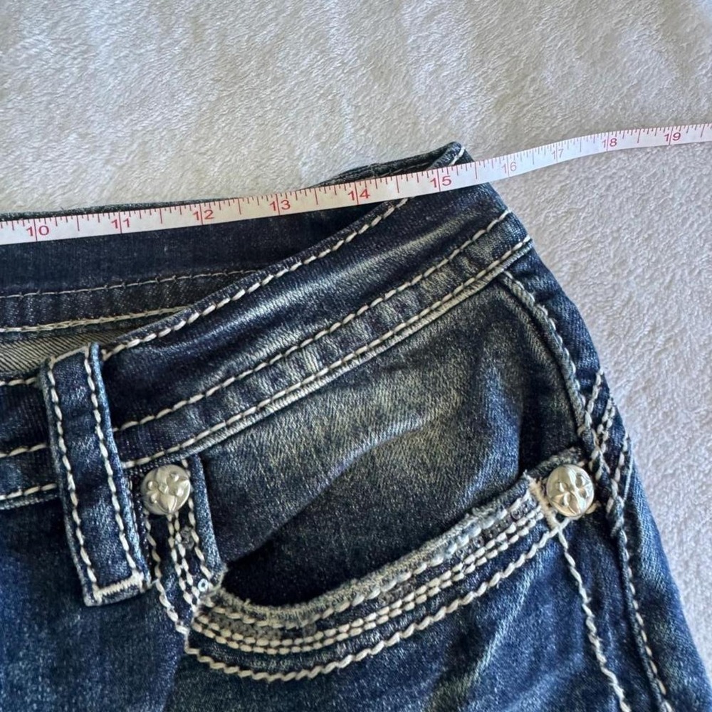 Y2K vintage Miss Me rhinestone distressed low rise denim bootcut jeans grunge - Picture 5 of 6